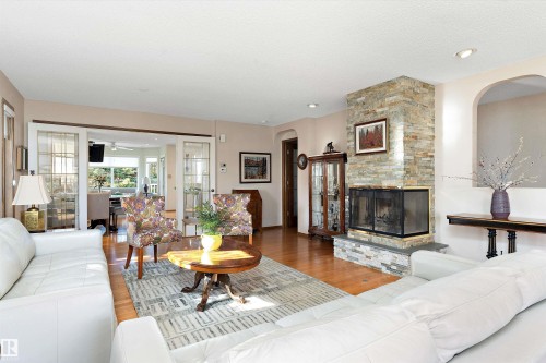 108 Ironwood Place, Edmonton, AB - Indoor Photo Showing Living Room With Fireplace