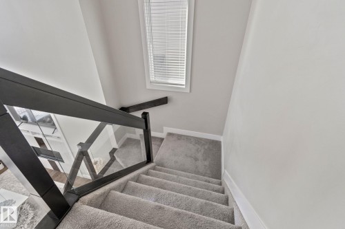Stairway with baseboards and carpet flooring - 1611 158 Street, Edmonton, AB - Indoor Photo Showing Other Room