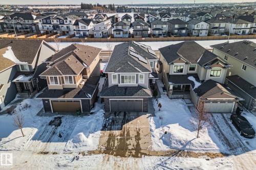 Snowy aerial view with a residential view - 1611 158 Street, Edmonton, AB - Outdoor With Facade
