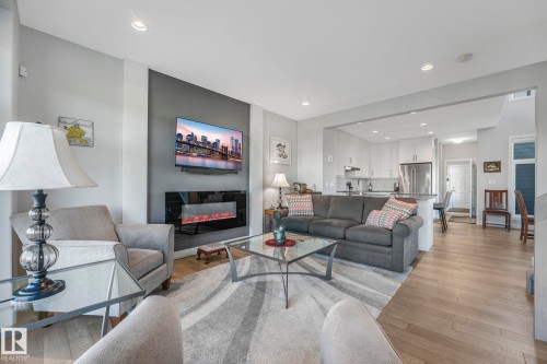 173 Hays Ridge Boulevard, Edmonton, AB - Indoor Photo Showing Living Room With Fireplace