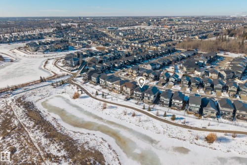 Snowy aerial view with a residential view - 9727 205 Street, Edmonton, AB - Outdoor With View