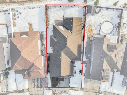 Aerial perspective of suburban area featuring property boundaries highlighted - 117 Mcdowell Wynd, Leduc, AB - 