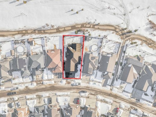 Aerial perspective of suburban area with property boundaries highlighted - 117 Mcdowell Wynd, Leduc, AB - Outdoor With View