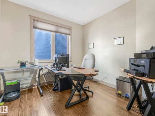 Office area with wood finished floors - 117 Mcdowell Wynd, Leduc, AB - Indoor Photo Showing Office