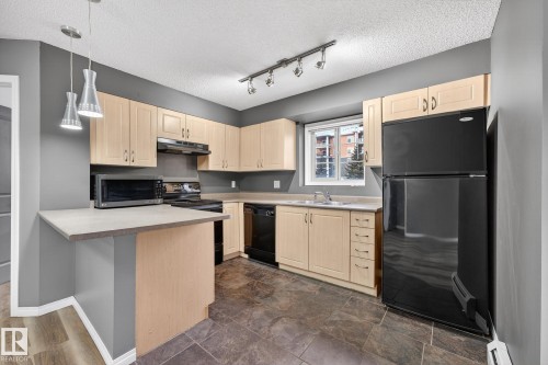 102 11445 Ellerslie Road Sw, Edmonton, AB - Indoor Photo Showing Kitchen With Double Sink