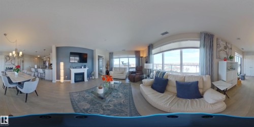 910 2755 109 Street, Edmonton, AB - Indoor Photo Showing Living Room With Fireplace