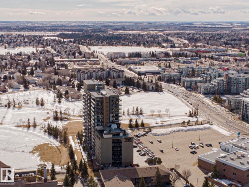 Aerial view of property and surrounding area with nearby urban area - 910 2755 109 Street, Edmonton, AB - Outdoor With View