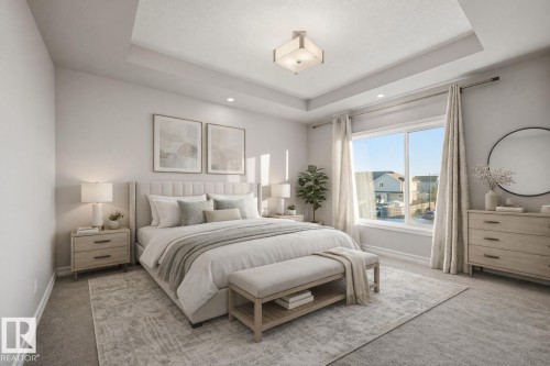 Virtually staged primary bedroom - 10 804 Welsh Drive, Edmonton, AB - Indoor Photo Showing Bedroom