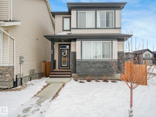 Nice dark grey brick feature. CORNER LOT - 1404 Podersky Link, Edmonton, AB - Outdoor