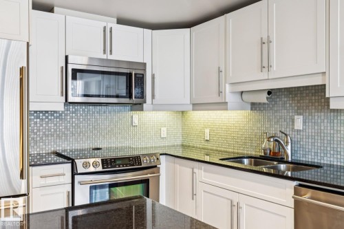 703 10046 117 Street, Edmonton, AB - Indoor Photo Showing Kitchen With Double Sink With Upgraded Kitchen