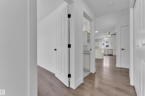 Hallway featuring light wood-style floors and recessed lighting - 6741 162A Avenue, Edmonton, AB - Indoor Photo Showing Other Room