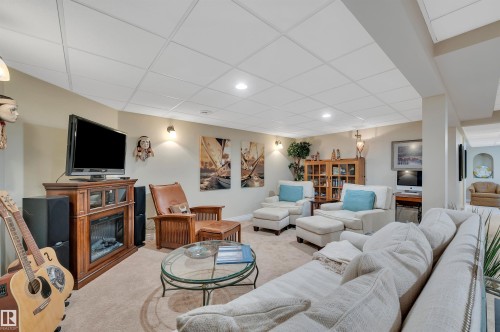 49 Berrymore Drive, St. Albert, AB - Indoor Photo Showing Living Room With Fireplace
