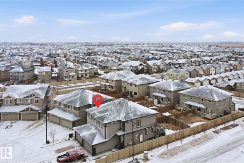 Snowy aerial view with a residential view - 5112 Andison Close, Edmonton, AB - Outdoor With View