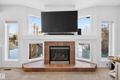 38 Embassy Place, St. Albert, AB - Indoor Photo Showing Living Room With Fireplace