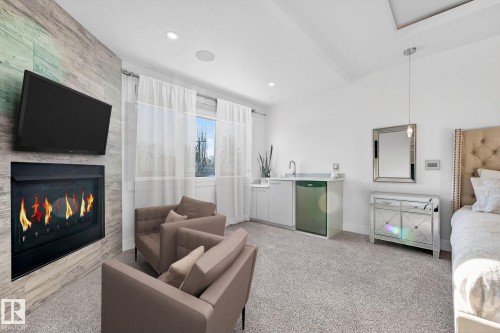 **VIRTUALLY STAGED** - 14643 92A Avenue, Edmonton, AB - Indoor With Fireplace