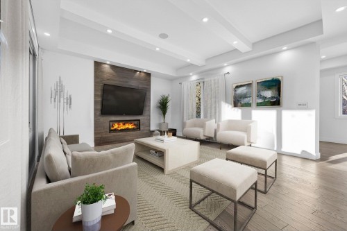 **VIRTUALLY STAGED** - 14643 92A Avenue, Edmonton, AB - Indoor Photo Showing Living Room With Fireplace