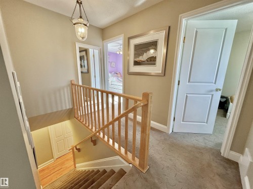 Stairs featuring baseboards and carpet flooring - 4 Wolf Crescent Nw, Edmonton, AB - Indoor Photo Showing Other Room