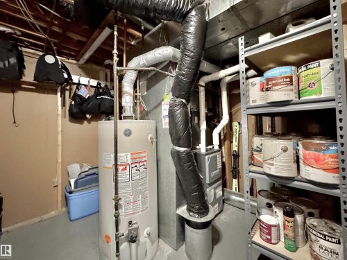 Utility room with water heater and heating unit - 4 Wolf Crescent Nw, Edmonton, AB - Indoor Photo Showing Basement