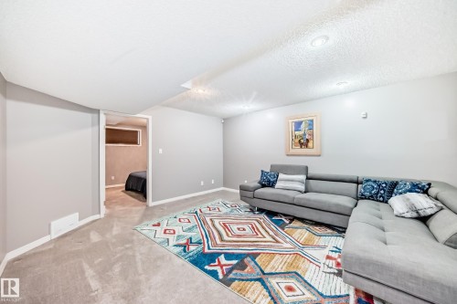 Family Room in basement. - 170 Blackburn Drive W, Edmonton, AB - Indoor Photo Showing Living Room
