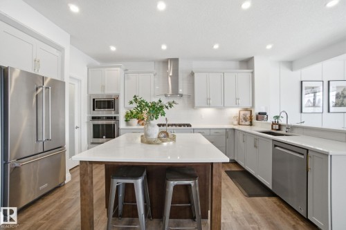 1525 Darby Bay, Edmonton, AB - Indoor Photo Showing Kitchen With Stainless Steel Kitchen With Upgraded Kitchen