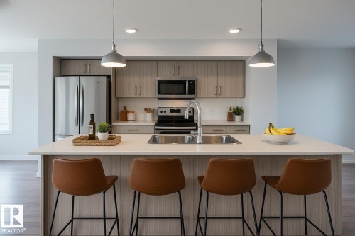 Virtually staged - 26 2215 24 Street, Edmonton, AB - Indoor Photo Showing Kitchen With Stainless Steel Kitchen With Double Sink With Upgraded Kitchen