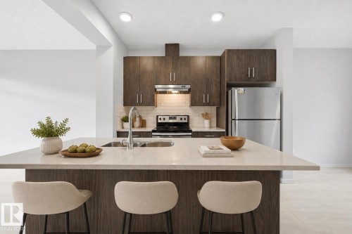 Virtually staged - 16 804 Welsh Drive, Edmonton, AB - Indoor Photo Showing Kitchen With Double Sink With Upgraded Kitchen