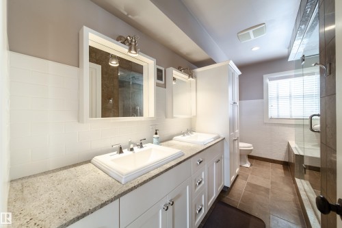 bathroom with steam show - 8332 120 Street, Edmonton, AB - Indoor Photo Showing Bathroom