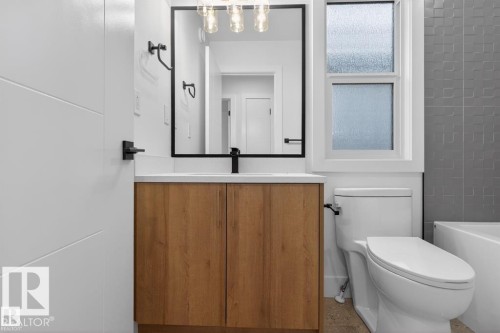 Bathroom with vanity and toilet - 45 Rosa Crescent, St. Albert, AB - Indoor Photo Showing Bathroom