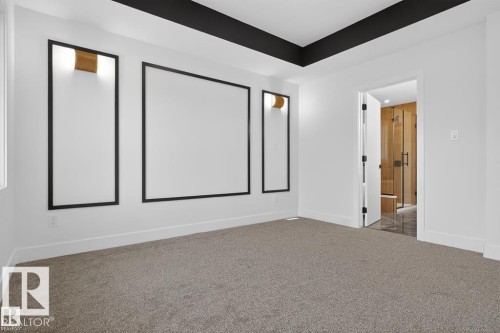 Home theater room featuring carpet and baseboards - 45 Rosa Crescent, St. Albert, AB - Indoor Photo Showing Other Room
