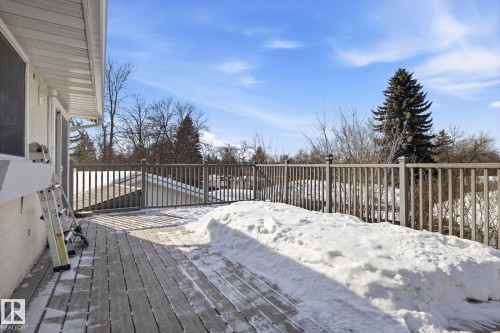 View of snow covered deck - 83 Bellevue Crescent, St. Albert, AB - Outdoor With Deck Patio Veranda