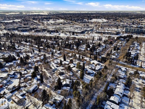 Snowy aerial view with a residential view - 83 Bellevue Crescent, St. Albert, AB - Outdoor With View
