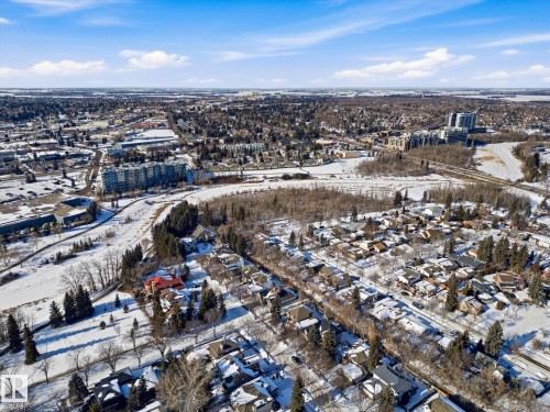 Snowy aerial view with a view of city - 83 Bellevue Crescent, St. Albert, AB - Outdoor With View