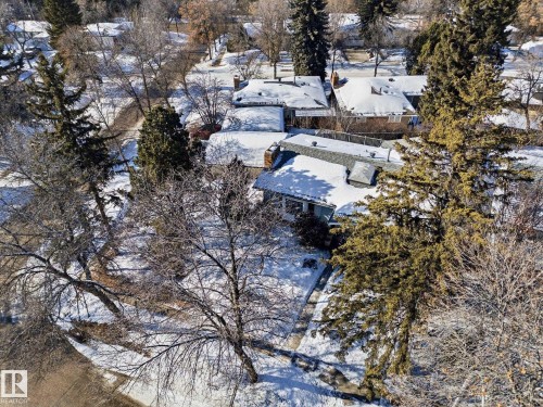 Snowy aerial view featuring a residential view - 83 Bellevue Crescent, St. Albert, AB - Outdoor With View