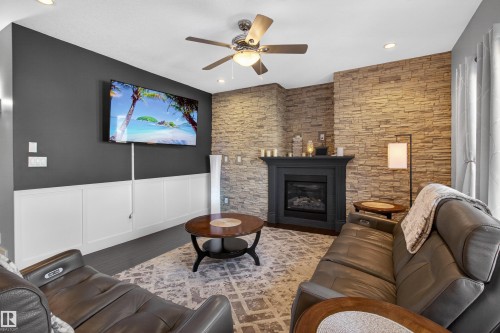 207 Bremner Crescent, Fort Saskatchewan, AB - Indoor Photo Showing Living Room With Fireplace