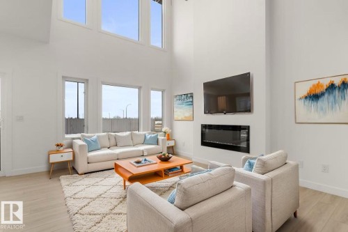 19127 20 Avenue, Edmonton, AB - Indoor Photo Showing Living Room With Fireplace