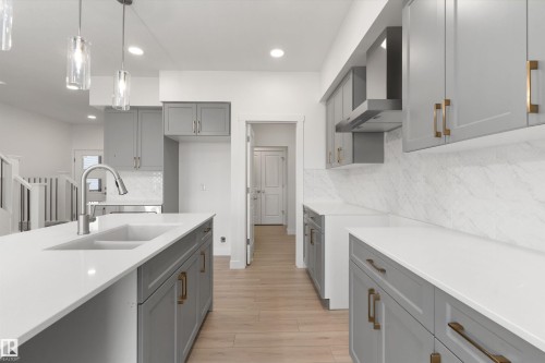 19127 20 Avenue, Edmonton, AB - Indoor Photo Showing Kitchen With Double Sink With Upgraded Kitchen