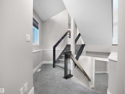 Stairs with carpet and baseboards - 