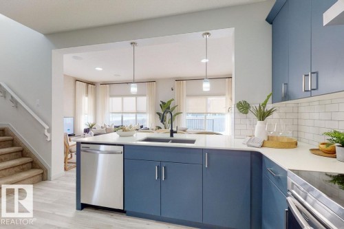 19111 20 Avenue, Edmonton, AB - Indoor Photo Showing Kitchen With Double Sink With Upgraded Kitchen