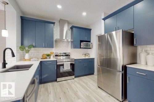 19111 20 Avenue, Edmonton, AB - Indoor Photo Showing Kitchen With Double Sink With Upgraded Kitchen
