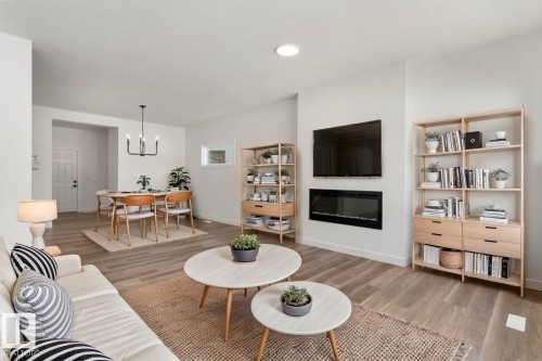 4028 207 Street, Edmonton, AB - Indoor Photo Showing Living Room With Fireplace