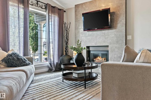 16507 81 Street, Edmonton, AB - Indoor Photo Showing Living Room With Fireplace