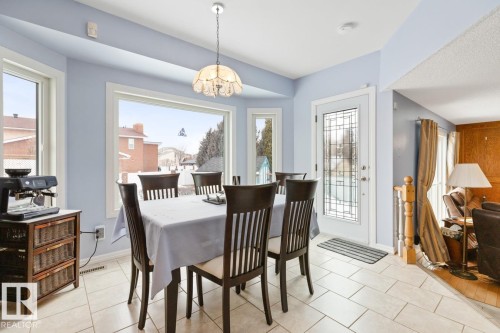 Spacious Dinette Area With Lots Of Windows Plus A Door Out To The Deck. - 12824 157 Avenue, Edmonton, AB - Indoor Photo Showing Dining Room
