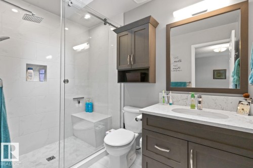 En-Suite With Huge Walk-In Shower Plus Under Floor Heating. - 12824 157 Avenue, Edmonton, AB - Indoor Photo Showing Bathroom