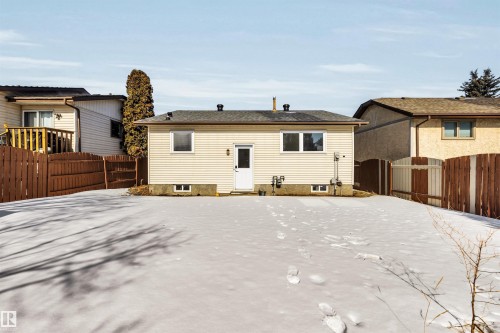 The property features a large yard with a wooden fence and a vinyl-sided exterior - 18923 86A Avenue, Edmonton, AB - Outdoor With Exterior