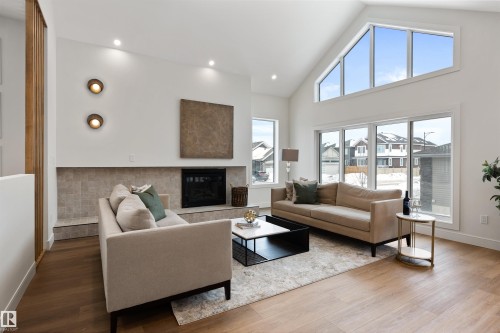 96 Edgefield Way, St. Albert, AB - Indoor Photo Showing Living Room With Fireplace
