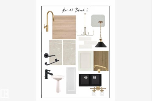 Design Board. Displaying material and fixture selections for the property designated as Lot 47 Block 2 - 5809 Raven Crescent, Edmonton, AB - Other