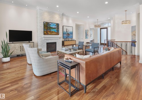 3407 Watson Place, Edmonton, AB - Indoor Photo Showing Living Room With Fireplace