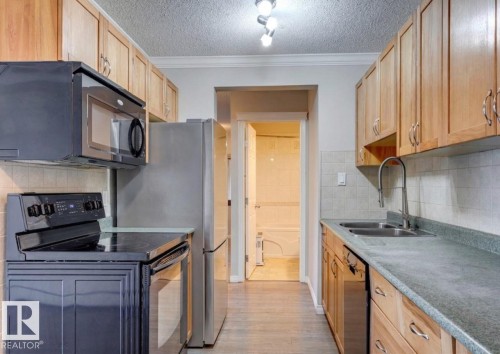 402 10330 113 Street, Edmonton, AB - Indoor Photo Showing Kitchen With Double Sink
