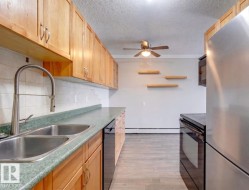 Kitchen area with modern appliances, tons of storage space, large double sink, and upgraded plumbing fixtures - 
