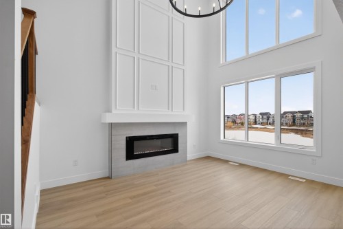 16512 34 Avenue, Edmonton, AB - Indoor Photo Showing Living Room With Fireplace